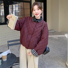 韩版气质牛仔拼接轻薄款棉服女2025冬季新款显瘦加厚短款棉衣棉袄，女装棉衣/棉服，C位