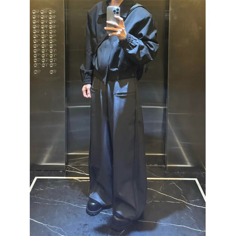 【网图】cleanfit简约短款垫肩夹克高级感boxy翻领外套XZ-255-P75,男装夹克,星座1007（原301D）