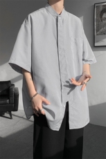 明星私服学院风条纹衬衫搭配可拆卸领带英伦风条纹打底衬衫P38，男装衬衫，电商B319