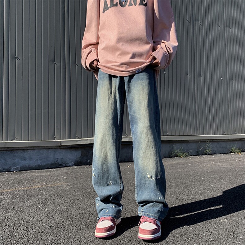 美式街头印花牛仔裤男嘻哈风阔腿裤子1001-1-GN1619-P48,男装牛仔裤,星座1001-1