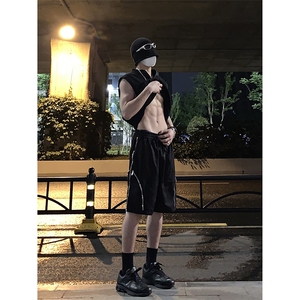 B221 美式ins高街暗黑小众拉链休闲短裤五分裤 LK23058-P55 控78图片
