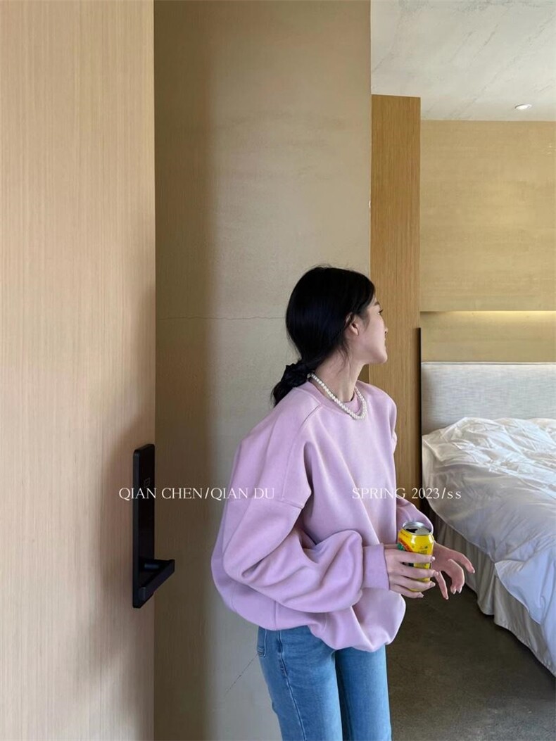 现货春季新款简约卫衣，女装卫衣/绒衫，QIANCHEN 谦晨(1F)