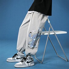 加推2023夏季薄款中性风蓝底宽松大码束脚冰丝休闲裤1528-P40，男装休闲裤，星座914-3