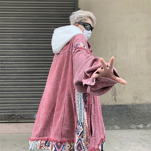 复古高街做旧牛仔外套男款春秋hiphop美式夹克宽松JK08327-P80图片