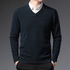 BSS6053男士2023年秋新款加厚长袖V领纯羊毛针织衫休闲青年P150，男装针织衫/毛衣，电商B360