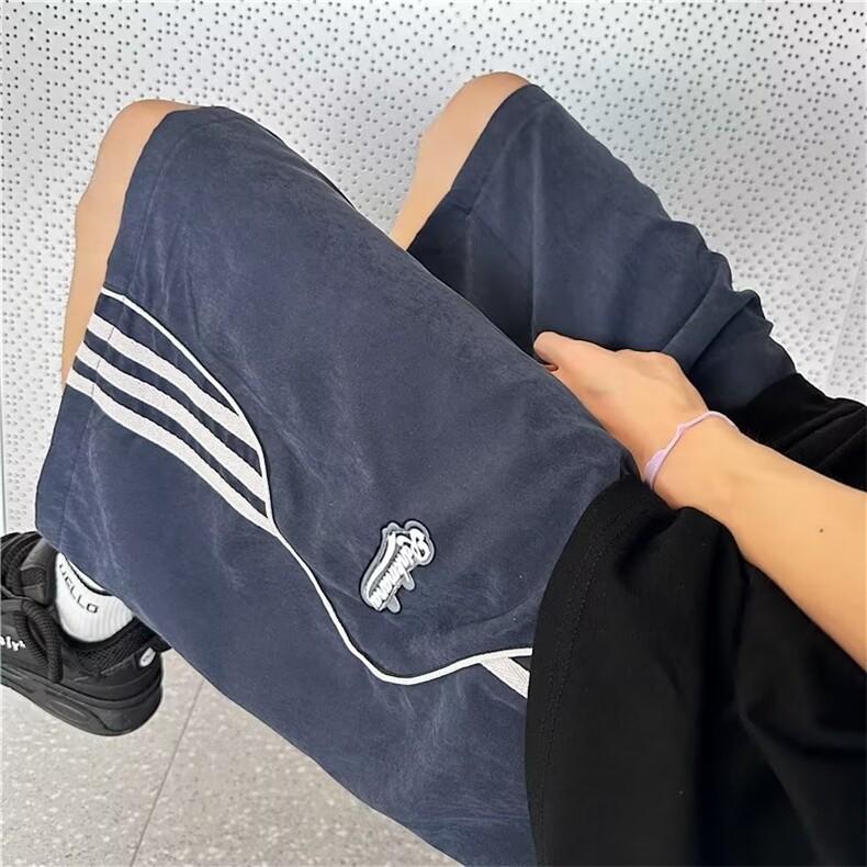 运动短裤男拼色条纹韩版潮流字母2023夏季新款ins五分裤K4226-P33,男装休闲裤,星座412-3
