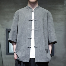 2025夏季新款风男装外套金属盘扣新中式肌理提花衬衫C137-P65，男装衬衫，电商B277(原6028)