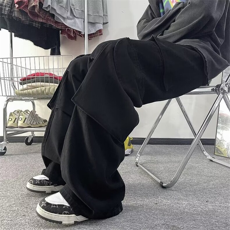 美拉德棕色多口袋美潮小众工装裤男美式复古H205-P58,男装休闲裤,星座1109-3