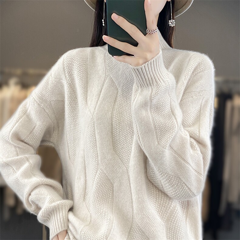 25秋冬新款V领100纯羊毛衫女流苏边长袖毛衣宽松慵懒风打底羊绒衫，女装羊毛衫，郡淞羊绒