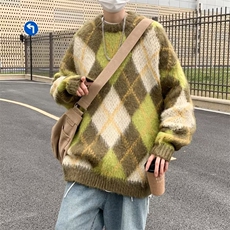 鹿毛绒毛衣男23休闲宽松新款时尚提花保暖针织衫上衣P50，男装针织衫/毛衣，四季星座218-1
