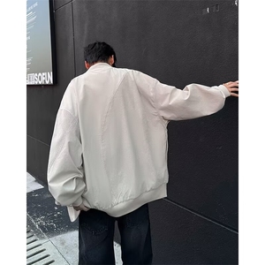 长袖尖领纯色宽松型美式拼接设计感外套常规款潮春秋AK3/P60图片