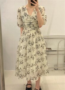 V领连衣裙，女装连衣裙，FMV(1F)