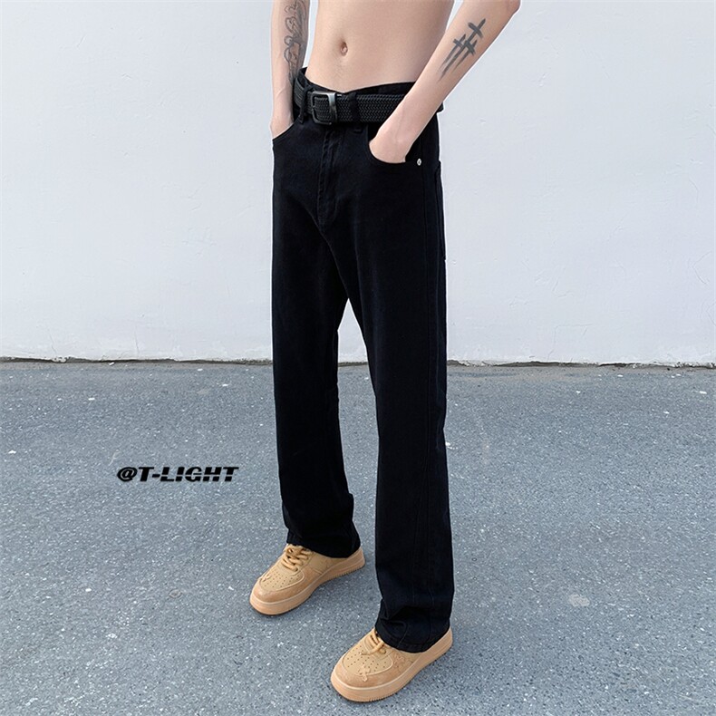 美式ins高街暗黑小众修身百搭喇叭裤休闲牛仔裤K2305-P55控78,男装牛仔裤,电商A062