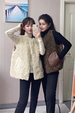 皮毛拼羽绒马甲，女装马甲，戈朴