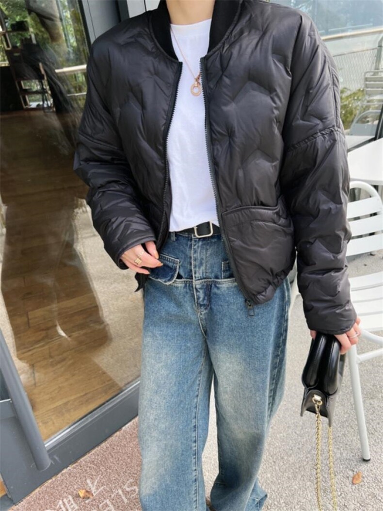 2022新款气质小短款夹克设计90%白鸭绒羽绒服,女装羽绒服,L·H·X
