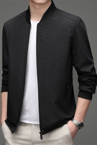 2024年春季新品夹克男中年商务棒球领印花男士休闲外套上衣P80图片