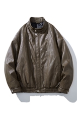 男士立领pu皮羽绒服外套D213-25376-P380，男装皮衣，电商D213