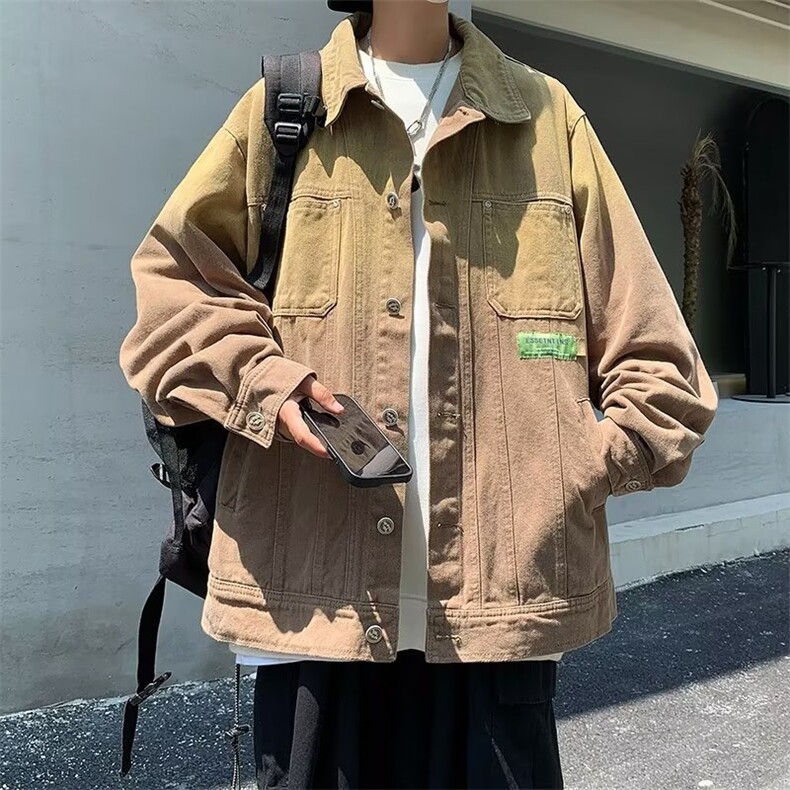 秋季oversize百搭潮流夹克水洗复古牛仔渐变色外套男W6054-P68,男装夹克,星座512-2