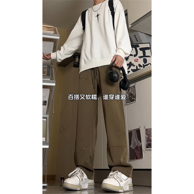 抖音2026春季美式伐木裤男垂感休闲西裤A423P55控78,男装西裤,电商A309