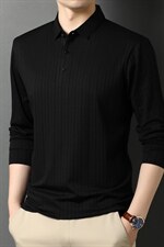 秋季2022薄款男士T恤时尚休闲中年翻领纯色长袖上衣服男装男裤，男装T恤，电商B212（原钱塘6029）