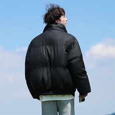 现货5W件冬季三防重磅硬挺boxy短款羽绒立领PU皮棉衣外套加厚棉服，男装棉衣，电商A486-1