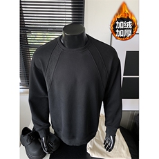 新款保暖340g华棉潮流大码解构长袖圆领卫衣男W50982J加绒特P27，男装棉衣，电商A001-1