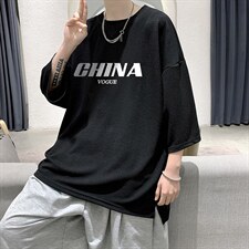 Q11001-P30春夏季七分袖t恤男大码五分袖男短袖中袖大皂风，男装T恤，电商A040