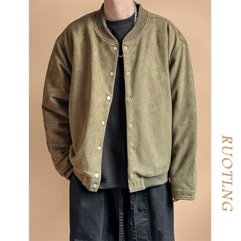 2024鹿皮绒夹克外套棒球服加棉棉服A351-AJ2511-P105加棉图片