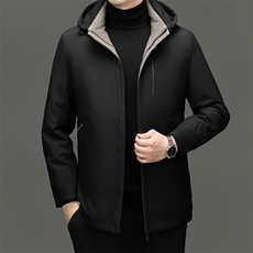 XL-R89778新款冬季男士鹅绒羽绒服连帽保暖外套修身风衣大衣，男装风衣，电商B360