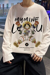 CX23-P25大码长袖t恤男春季新款打底衫男港风圆领卫衣男图片