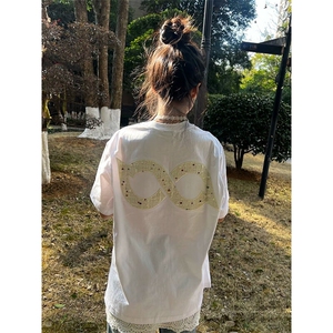 万针全刺绣工艺抖音得物高品质260克重磅纯棉双纱美式高街短袖T恤图片