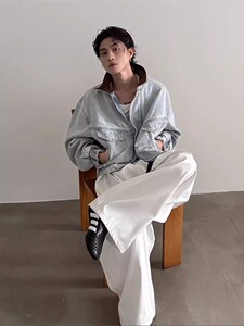 有货。牛仔外套男春秋夹克宽松牛仔上衣男W6950-P77图片