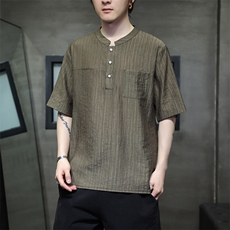 高品质新中式风潮T恤短袖民族服饰刺绣时尚天丝T2417-P65，男装T恤，电商A227