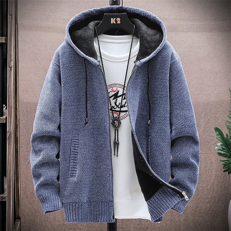品质好秋冬季新款男士休闲连帽毛衣外套百搭加绒夹克8908-P50元，男装针织衫/毛衣，星座1706