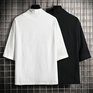 HF59099-P40风汉服男开衫外套七分袖道袍 网格挂拍图片