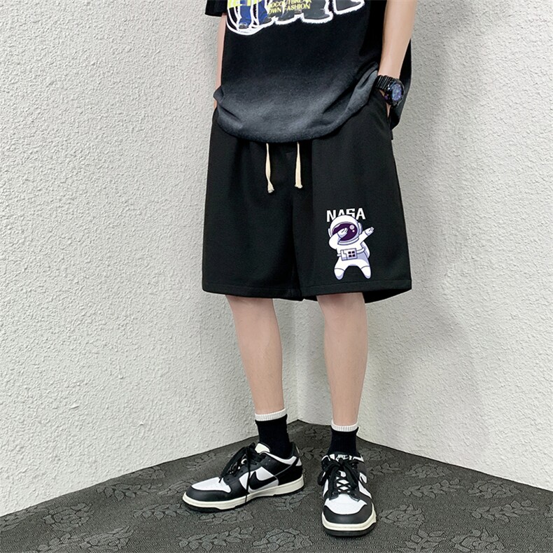 HD74225-P22 华夫格短裤男大码宽松五分裤男直筒中裤图片