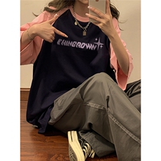 1中性大码M-5XL插肩袖设计情侣女美式潮短袖T恤男DT8794P35控49，男装T恤，星座226-2