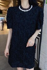 重工珍珠花艺连衣裙，女装连衣裙，柏多伊俪