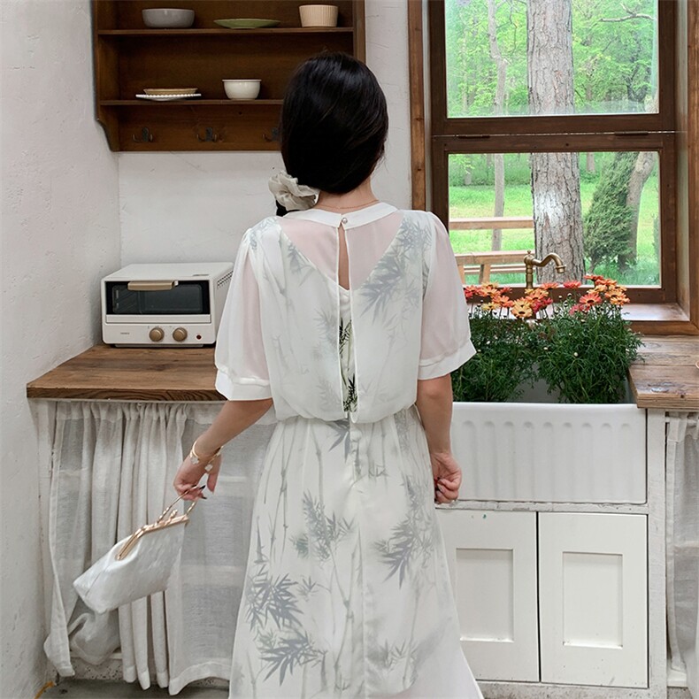 现货！2024夏装新款新中式G风长款连衣裙869-P115-K175,女装连衣裙,简古