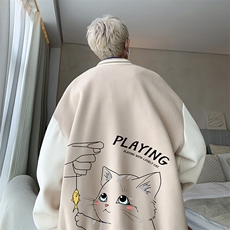 摇粒绒棒球服男大码开衫卫衣男夹克BF86129-P65，男装夹克，电商A040