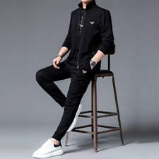 中年男士运动套装春秋季商务休闲运动服爸爸装卫衣男套装潮，男装休闲套装，电商B212（原钱塘6029）
