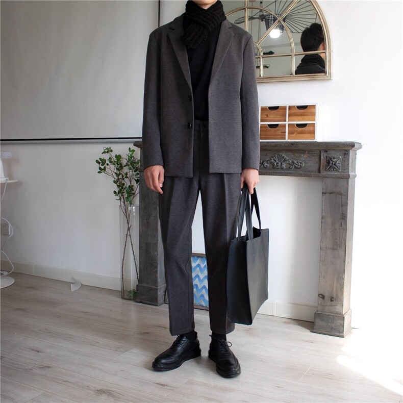 男毛呢西服上衣小西装短款西服套装冬加厚休闲呢子外套HH5503P68，男装西服，星座1013-5