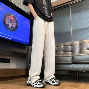 秋季松紧腰休闲裤侧拉链直筒垂感西裤XZ-221-1-K1502-P45控58图片