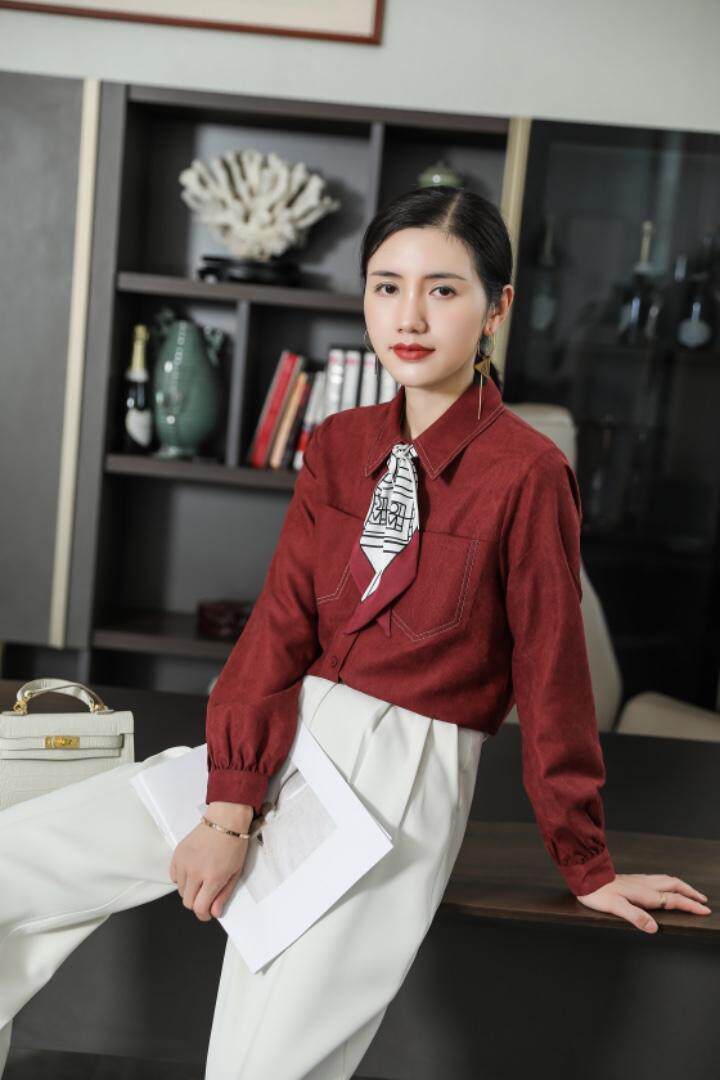 2021冬季可内搭可外穿百搭丝巾款衬衣，其它，咔绣