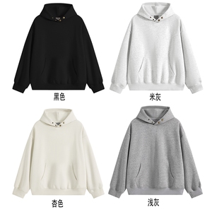 重磅65棉450克双排扣连帽卫衣纯色短宽套头外套男上衣 RH5343-P47图片