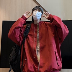 美式星星刺绣飞行员夹克棒球服男春秋季港风潮牌宽松百搭情侣外套，男装夹克，星座716-2