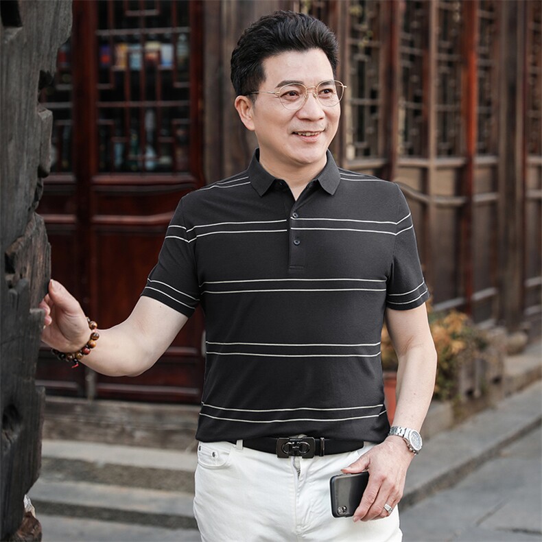 中年休闲男装翻领半袖T恤衫2023夏季新款男士polo衫薄款休闲上衣,男装Polo衫,电商B212（原钱塘6029）