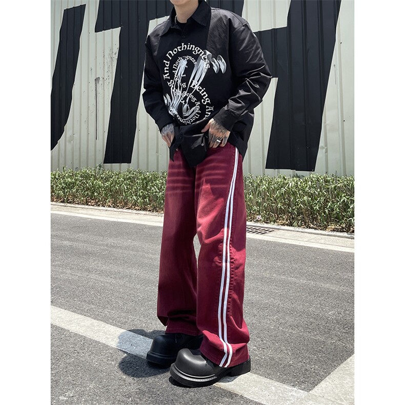 B221美式ins高街暗黑小众宽松直筒运动牛仔裤LK23139-P65控88,男装牛仔裤,电商B221