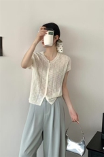 新款针织纯色无袖开衫时尚百搭有气质，女装针织衫/毛衣，锦弘羊绒