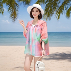 2026春夏新款印花轻薄时尚防晒衣宽松大版大码女外套B25697，女装防晒衣，板酷